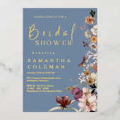 Invitation En Aluminium Boho Fleur sauvage Rustic Periwinkle Fête des mari (Recto)