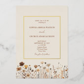Invitation En Aluminium Boho Fleurs sauvages Terracotta Mariage or (Recto)