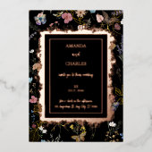 Invitation En Aluminium Boho Floral Black Butterfly Garden Mariage (Recto)