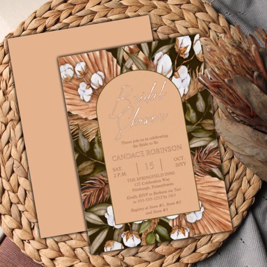 Invitation En Aluminium Boho Floral Coton | Fête des mariées de graminées