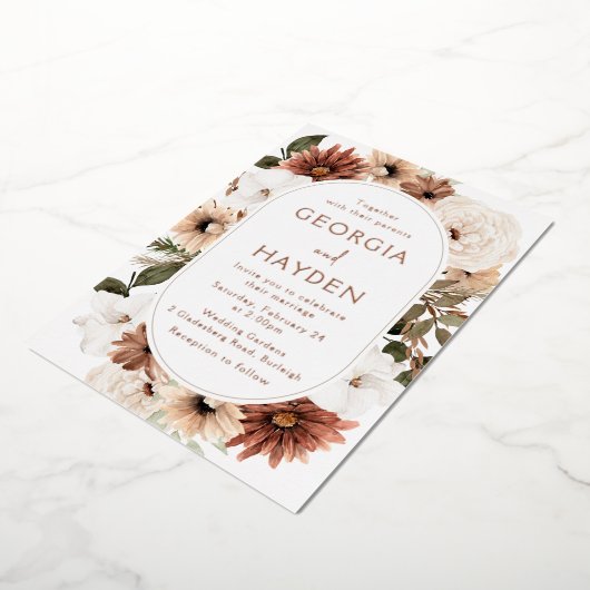 Invitation En Aluminium Boho Floral Frame Mariage Real (Rotation)