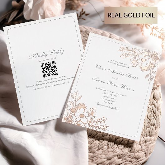 Invitation En Aluminium Boho Floral Gold Mariage