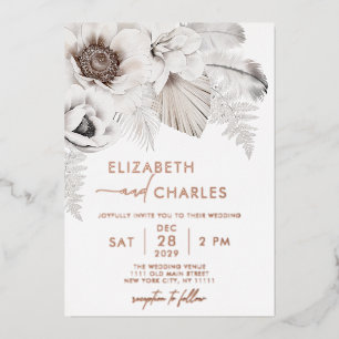 Invitation En Aluminium Boho Floral hiver Rustique Botanique Mariage