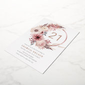 Invitation En Aluminium Boho Floral Wreath 21e anniversaire de fête Rose G (Rotation)