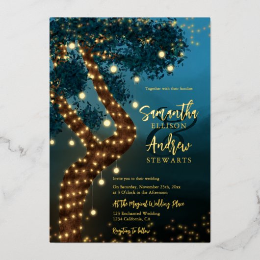 Invitation En Aluminium Boho magique enchanté forêt mariage de bois (Recto)