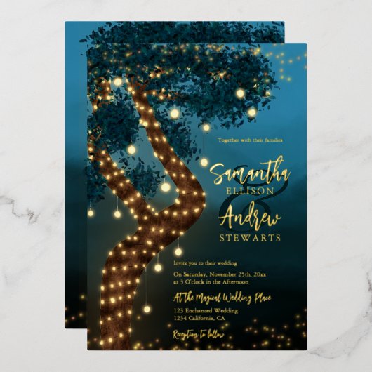 Invitation En Aluminium Boho magique enchanté forêt mariage de bois (Recto/Verso)