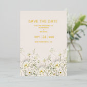 Invitation En Aluminium Boho Mariage Fleur Sauvage Aquarelle Blanc Neutre (Debout devant)