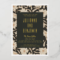 Boho Moderne Botanique Noir Ivoire Mariage Or