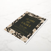 Invitation En Aluminium Boho Moderne Botanique Noir Ivoire Mariage Or (Rotation)