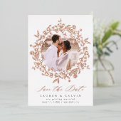 Invitation En Aluminium Boho moderne Fleur sauvage photo Mariage Enregistr (Debout devant)
