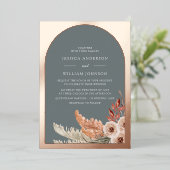 Invitation En Aluminium Boho moderne Floral Bohème Mariage Rose or (Debout devant)