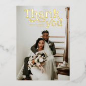 Invitation En Aluminium Boho moderne simple | Mariage photo Merci (Recto)