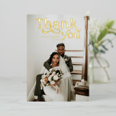 Invitation En Aluminium Boho moderne simple | Mariage photo Merci (Debout devant)