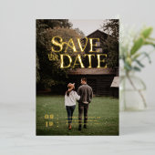 Invitation En Aluminium Boho moderne simple | Photo Enregistrer la date (Debout devant)