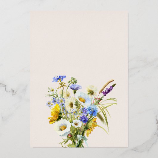 Invitation En Aluminium Boho Neutral Aquarelle Fleur sauvage Mariage Foil  (Verso)