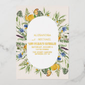 Invitation En Aluminium Boho Neutral Aquarelle Fleur sauvage Mariage Foil  (Recto)