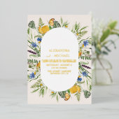 Invitation En Aluminium Boho Neutral Aquarelle Fleur sauvage Mariage Foil  (Debout devant)