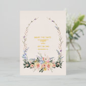 Invitation En Aluminium Boho Neutral Aquarelle Fleur sauvage Mariage Foil (Debout devant)