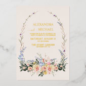 Invitation En Aluminium Boho Neutral Aquarelle Fleur sauvage Mariage Foil (Recto)