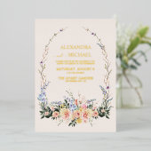 Invitation En Aluminium Boho Neutral Aquarelle Fleur sauvage Mariage Foil (Debout devant)