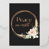 Invitation En Aluminium Boho Neutral Floral Real Gold Photographie Noël (Recto)