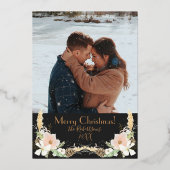 Invitation En Aluminium Boho Neutral Floral Real Gold Photographie Noël (Verso)