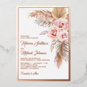 Invitation En Aluminium Boho Pampas Dusty Rose Rose Mariage Gold (Recto)
