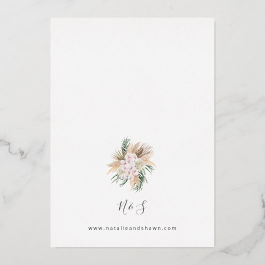 Invitation En Aluminium Boho Pampas Grass Beach Floral Mariage (Verso)