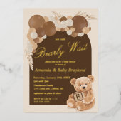 Invitation En Aluminium Boho Pampas Grass Teddy Bear Baby shower (Recto)