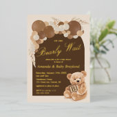 Invitation En Aluminium Boho Pampas Grass Teddy Bear Baby shower (Debout devant)