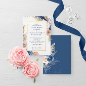 Invitation En Aluminium Boho pastel bleu & brush choral Mariage