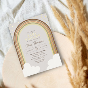 Invitation En Aluminium Boho Rainbow Baby shower Terre Genre Neutre