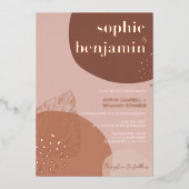 Invitation En Aluminium Boho Retro Moderne Terracotta Mariage Rose Or (Recto)