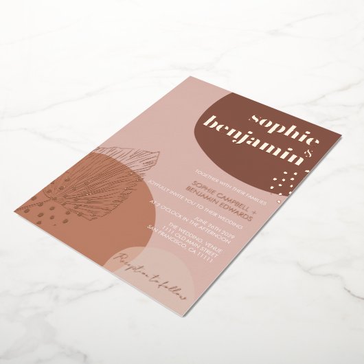 Invitation En Aluminium Boho Retro Moderne Terracotta Mariage Rose Or (Rotation)