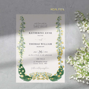 Invitation En Aluminium Boho Romantique aquarelle Lily Valley Mariage Gold