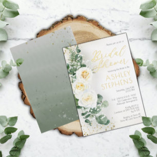 Invitation En Aluminium Boho Rose Blanche Floral Eucalyptus Enterrement