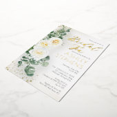 Invitation En Aluminium Boho Rose florale blanche | Thé nuptial Eucalyptus (Rotation)