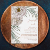 Invitation En Aluminium Boho Rose Gold Script Tropical Floral Wedding