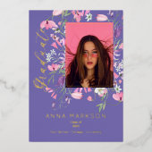 Invitation En Aluminium Boho rose | Purple Fleurs sauvages d'aquarelle (Recto)