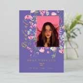 Invitation En Aluminium Boho rose | Purple Fleurs sauvages d'aquarelle (Debout devant)