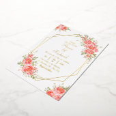 Invitation En Aluminium Boho rose rose floral or géométrique chic mariage (Rotation)