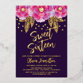 Invitation En Aluminium Boho rose violet Fleurs Douces 16 (Recto)