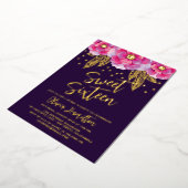 Invitation En Aluminium Boho rose violet Fleurs Douces 16 (Rotation)
