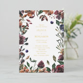 Invitation En Aluminium Boho Rustique Botanique Bourgogne Mariage frontali (Debout devant)