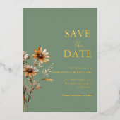 Invitation En Aluminium Boho Sage Green mariage fleur sauvage enregistrer  (Recto)