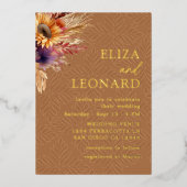 Invitation En Aluminium Boho Sunflower Pampas Grass Mariage (Recto)