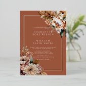 Invitation En Aluminium Boho Terracotta Aquarelle Fleurs Mariage d'automne (Debout devant)