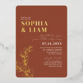 Invitation En Aluminium Boho Terracotta Avec RSVP QR Code Mariage (Recto)