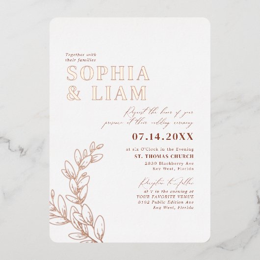 Invitation En Aluminium Boho Terracotta Avec RSVP QR Code Mariage (Recto)