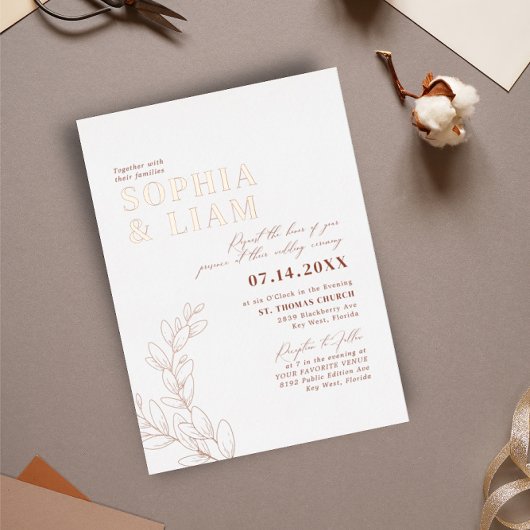 Invitation En Aluminium Boho Terracotta Avec RSVP QR Code Mariage